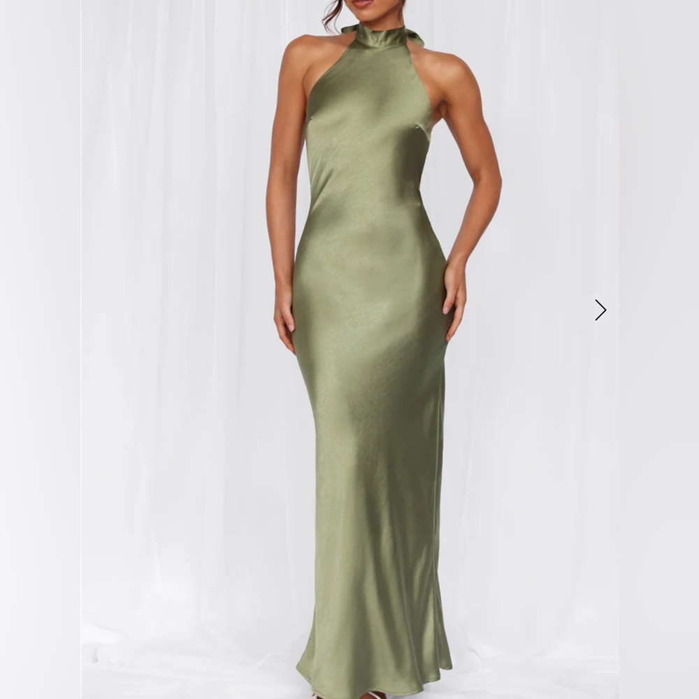 Elegant Olive Green Halter Maxi Dress